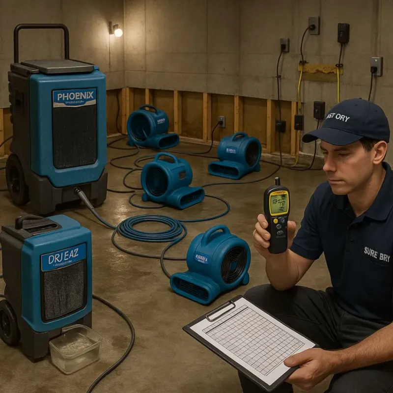Structural Drying and Dehumidification process in Shell Rock, IA